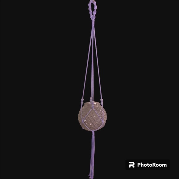 Hand Crafted Custom Macrame Plant or Light Hanger with Planter Pot - Picture 9 of 9